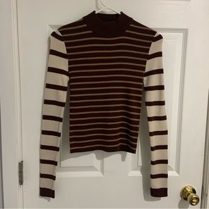 two tone striped turtleneck